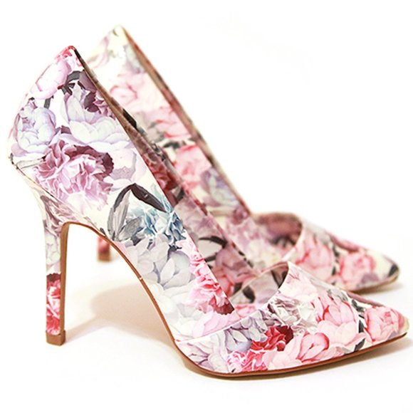 Women's ELLE Floral High Heel Pumps - Size 7 - Picture 3 of 7